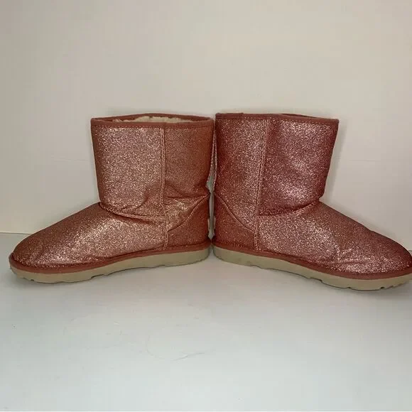 UGG Classic Short Il Boots Glitter Hot Pink Water Resistant Size 6 - Picture 2 of 7